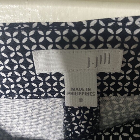 J Jill Women Sz 8 Pants Trousers Stretch Straight Leg Side Zip Career Navy White - Picture 3 of 11